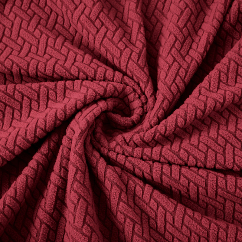 Spandex Stretch Sofa Cover - Jacquard Pattern Sofa Slipcover & Furniture Protector, 179cm W x 224cm D (2 Seater), Burgundy