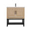 Meuble-lavabo 32 po avec lavabo en céramique blanc et robinet d'eau chaude et froide, armoire de salle de bain autoportante avec 2 portes de rangement et tablette ouverte en fer pour la salle de bain