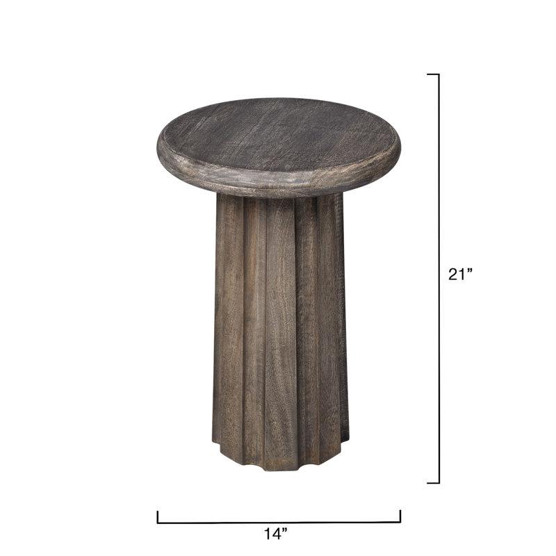 Cremini Wood Side Table, Gray Wash
