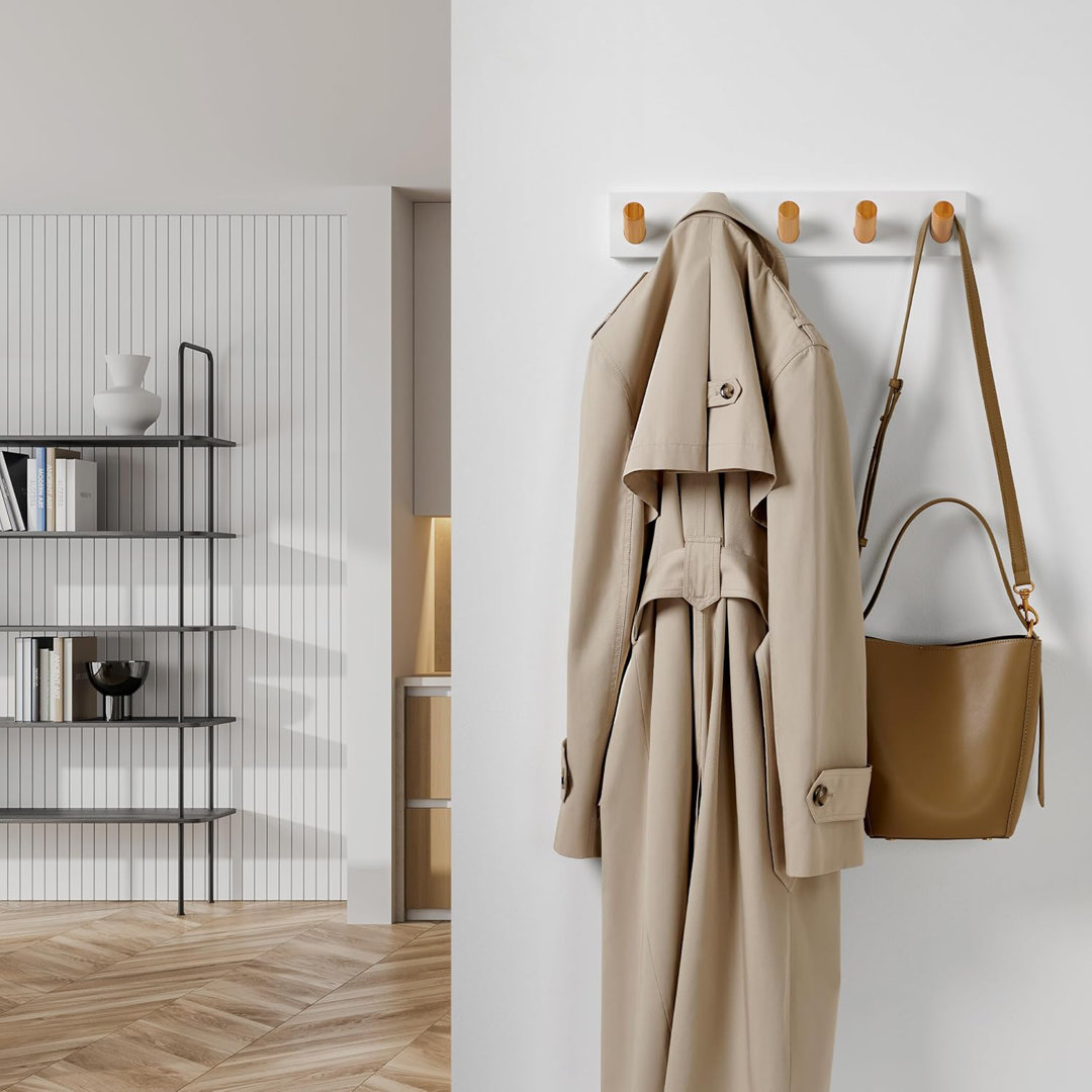 Ashippun Bamboo / Rattan Wall 5 - Hook Wall Mounted Coat Rack