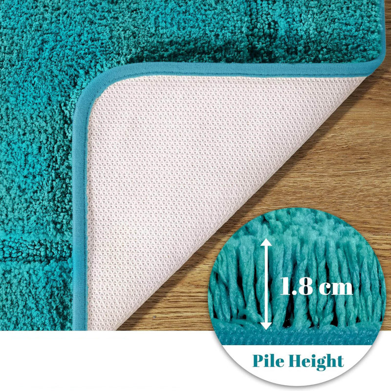 2 Piece set Rectangle Bath Mat, Turquoise