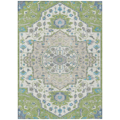 Tapis d'intérieur lavable 10 po x 14 po vert oriental artichaut
