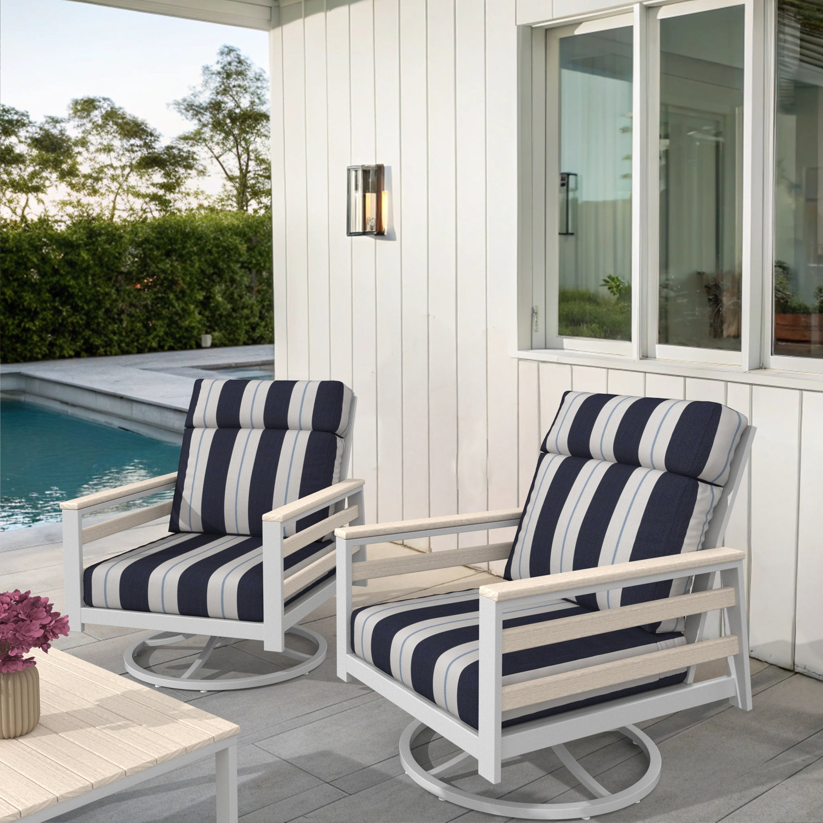 Townsend Sunbrella® Swivel Patio Lounge Chair, White
