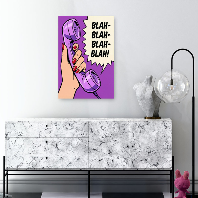 Blah Blah, téléphone rétro, impression d'art rétro violet, 36" H x 24" W