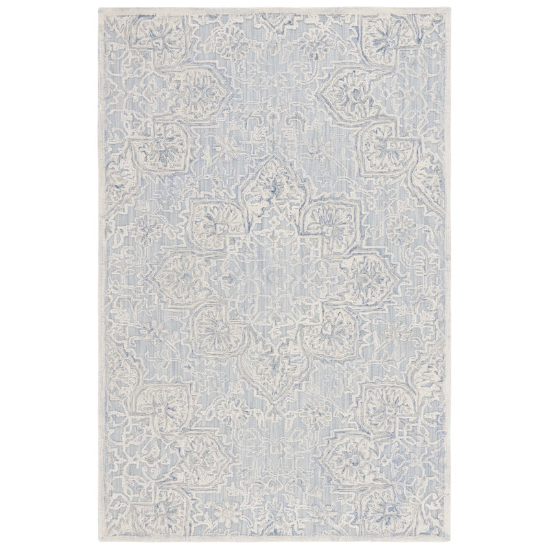 Lafave Oriental Wool and Cotton Floral Rug , Rectangle 8' x 10'