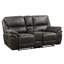 Ensemble de 3 fauteuils inclinables modernes, revêtement en microfibre grise, structure en bois massif et contreplaqué, mécanisme d'inclinaison à tirette, console de rangement centrale, fauteuil à bascule, supporte jusqu'à 136 kg par siège, rembourrage en mousse, bascule douce.