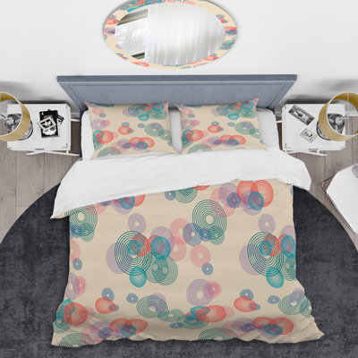 Ensemble de housse de couette en microfibre beige / bleu / vert 3 pièces