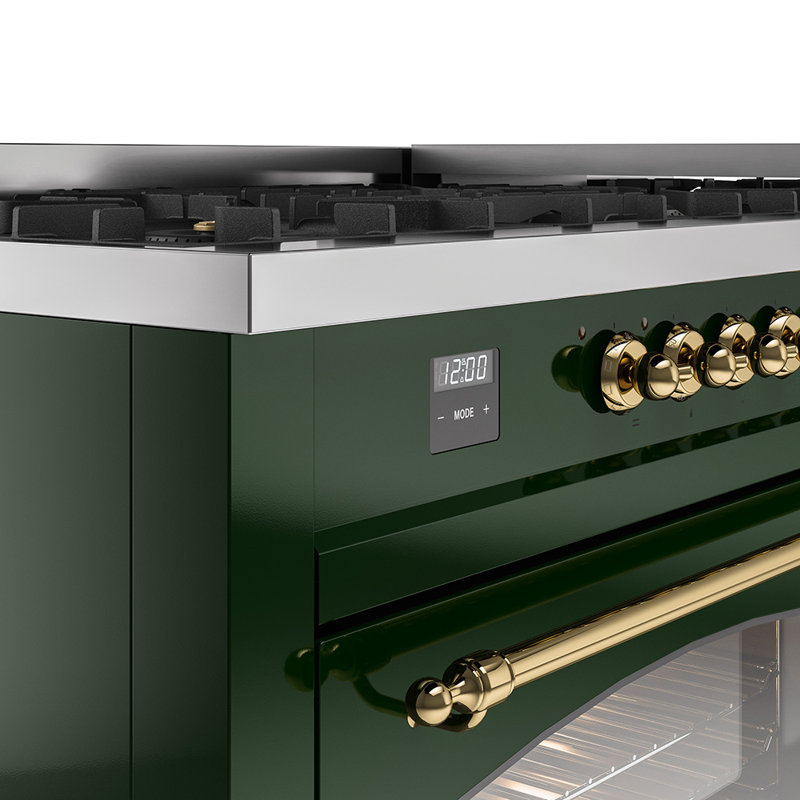Cuisinière à double combustible ILVE Nostalgie II Series 60 po avec 9 brûleurs scellés, plaque de cuisson (propane liquide, porte vitrée)