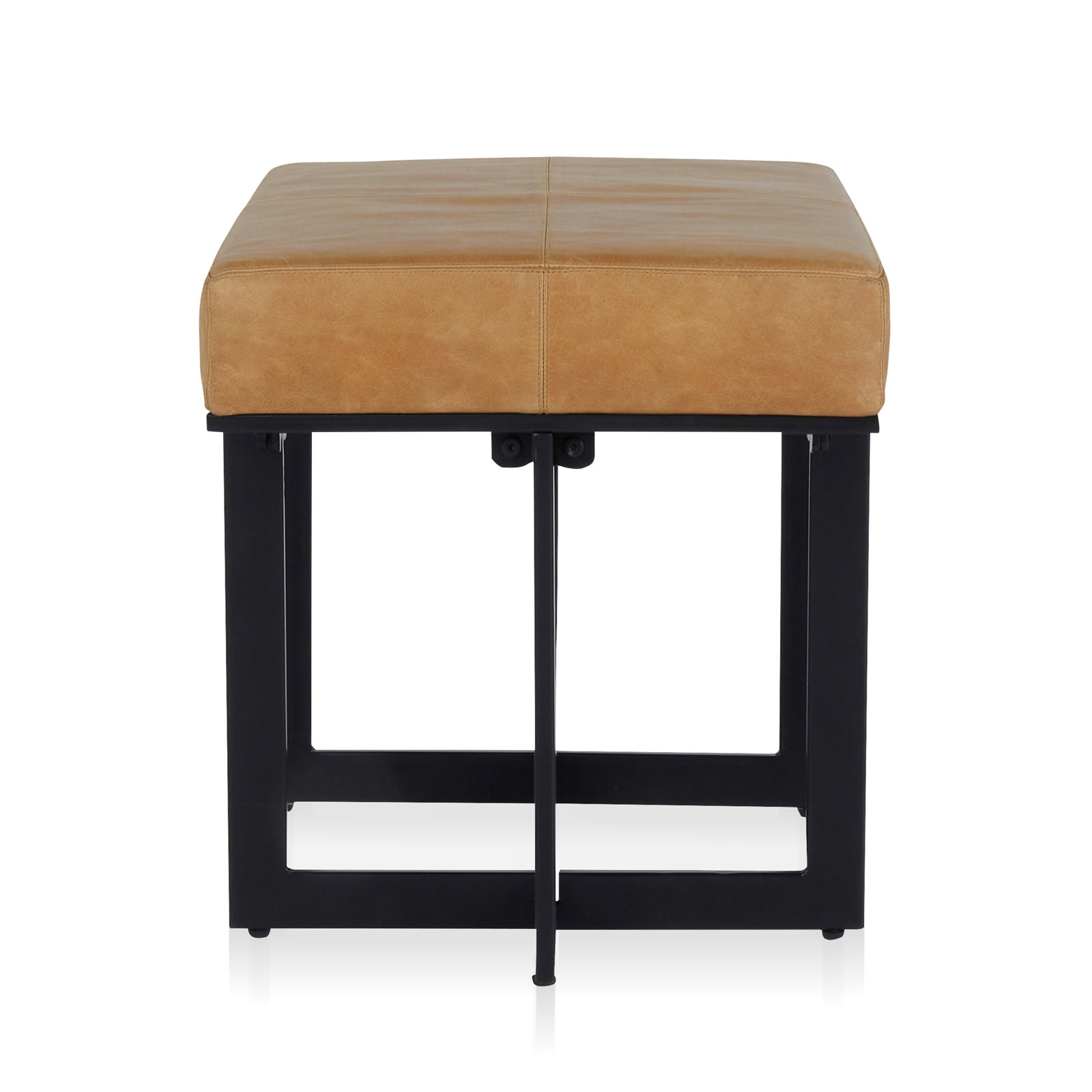 Calvin Leather Accent Stool, Brown