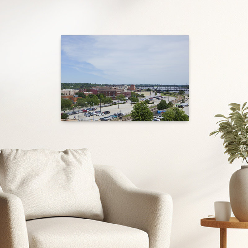 Aerial view of cars in parking area Davenport Scott County Iowa USA 1 Piece Wrapped Canvas Wall Art, 40.64 cm H x 60.96 cm W