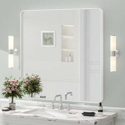 Molly Tempered Glass and Metal Framed French Cleat Mounted Wall Bathroom / Vanity Mirror