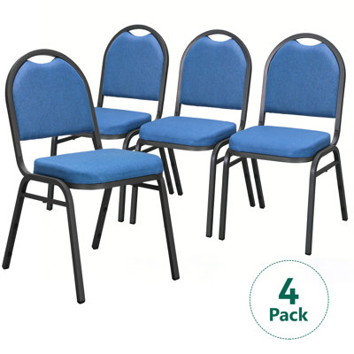 4 Pack Stackable Banquet Chairs 500lbs, Heavy Duty Fabric Upholstered Chairs for Events