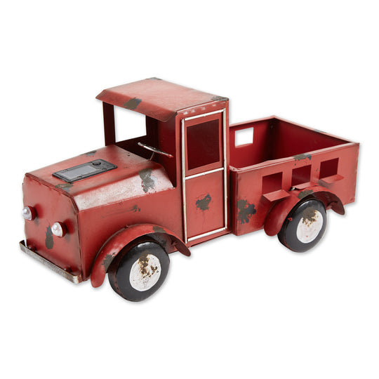Boîte à fleurs solaire avec camion rouge | Ornement de jardin rétro