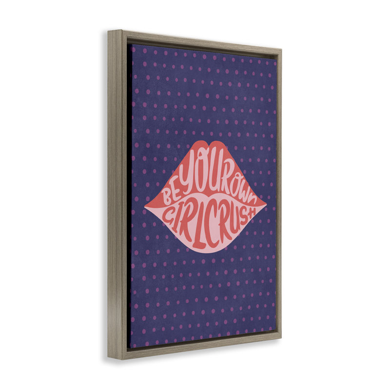 Toile flottante «Confident Girl Crush Lips» par Nataly White, Cadre flottant orme Montalcino, H 31 po x l 21 po