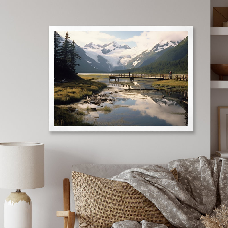 Alaska, rivière sauvage sur toile, H 12 po x l 20 po x P 1 po, Cadre photo blanc