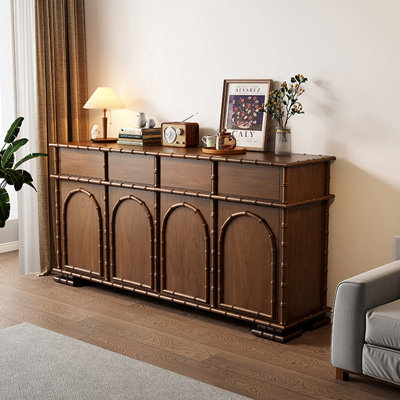 French Solid Wood Vintage Dining Sideboard Against The Wall Storage Sideboard