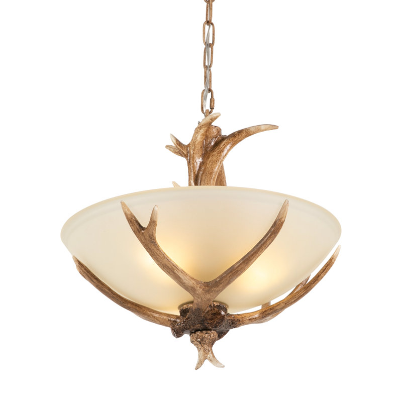 Bersa 3-Head E26 Antler Shape Resin Chandelier Adjustable Height