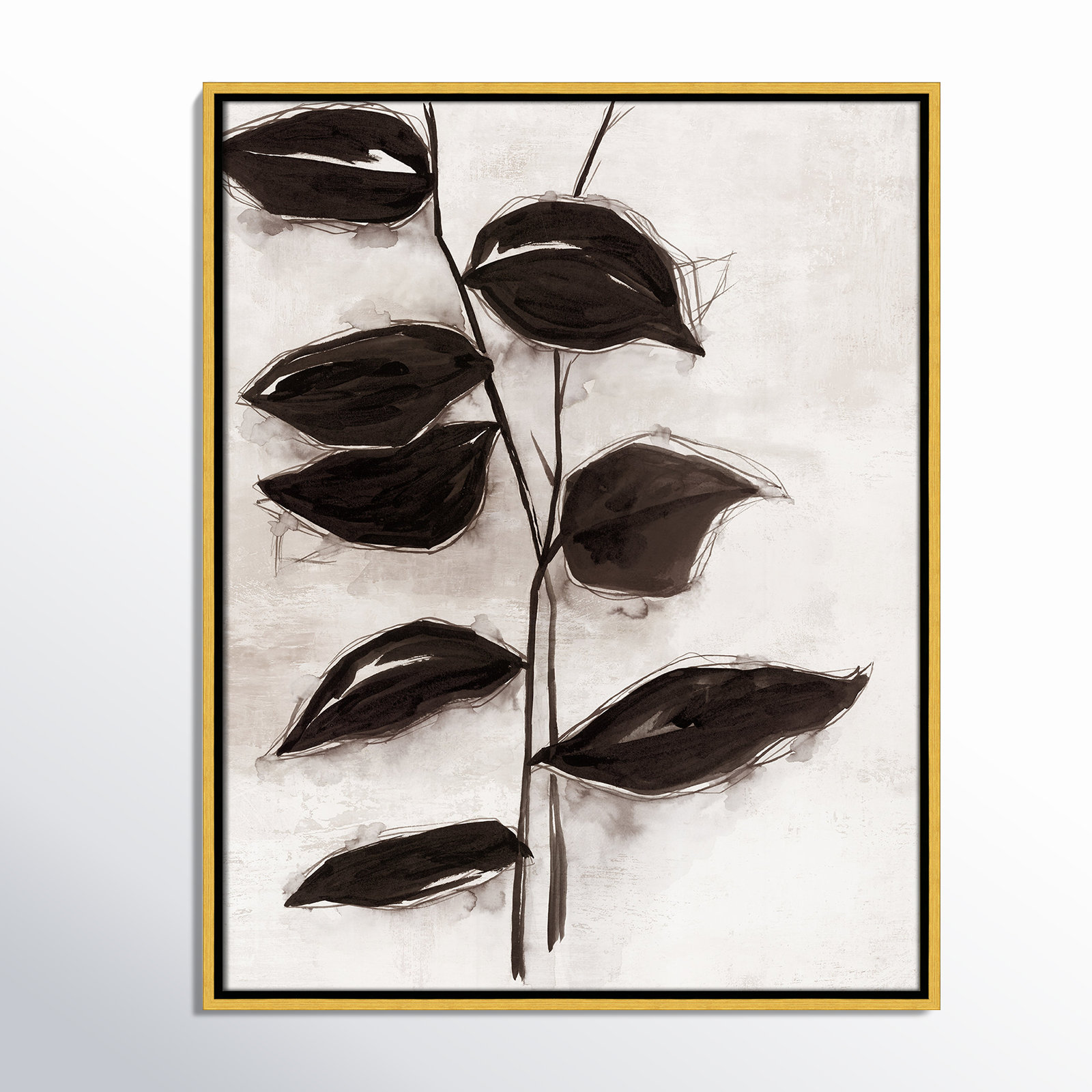 Leaves I by Eva Watts, 29.5" H x 23.5" W x 2" D, Gold Framed
