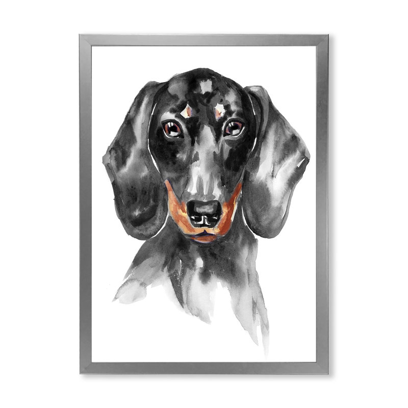 Sweepy The Dachshund I - on, Impression argent sur toile encadrée, H 36 po x l 24 po x P 1 po