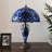 Simonson Tiffany Table Lamp Stained Glass Shade And Base Baroque Style Lavender LED Bulbs -157906707-191411572