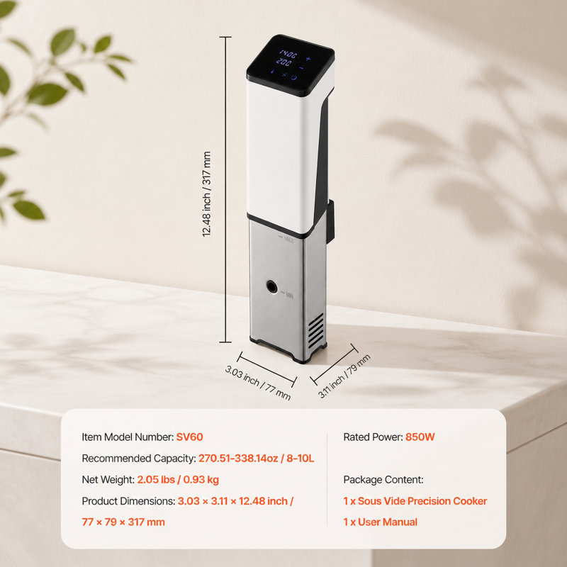 850W Sous Vide Precision Cooker with LED Display and Clamp Design