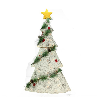 Décoration de Noël rustique en bouleau 42 "avec lumières 42" - lumières claires