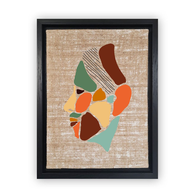 Peinture décorative sur toile, Noir, Bleu / Orange / Beige