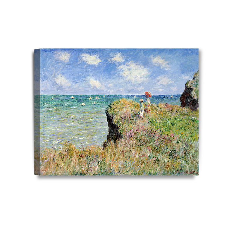«The Cliff Walk at Pourville» par Claude Monet - reproduction d'art, H 24 po x l 30 po x 1,5 po, Toile tendue