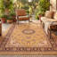 Tapis Grove2 traditionnel persan audacieux, orange, vert et crème, lavable en machine, antidérapant, à poils courts, pour intérieur et extérieur, adapté aux animaux domestiques, idéal pour le salon, la chambre, la salle à manger, l'entrée, le corridor ou le bureau.-47000320