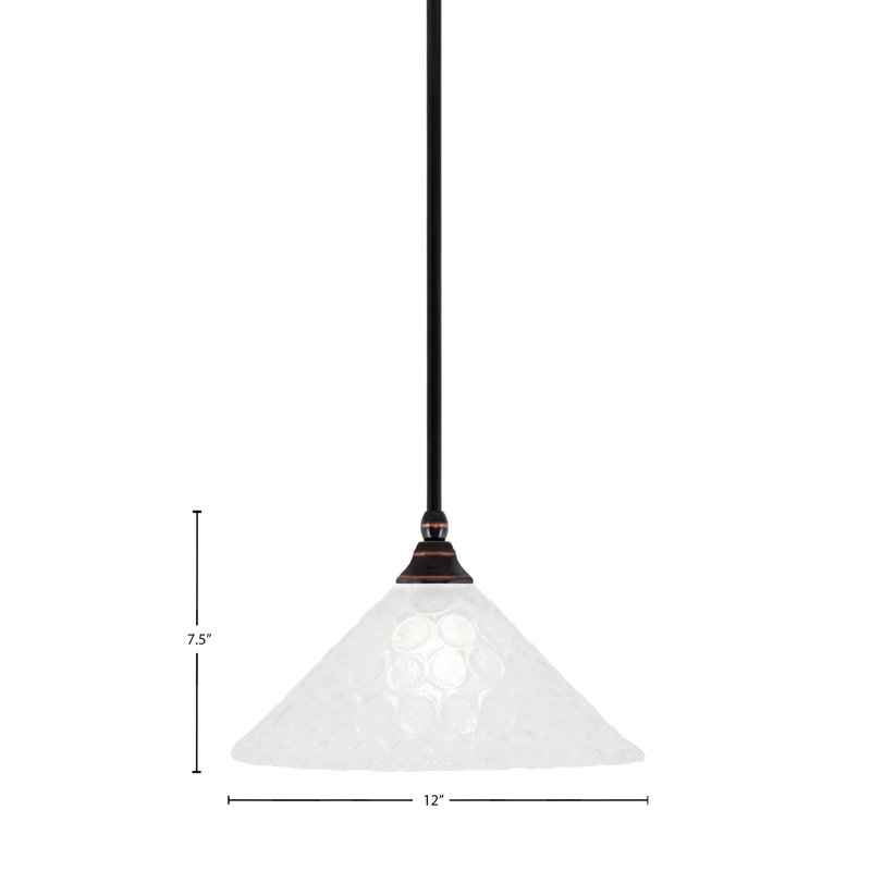 Mini-luminaire suspendu avec tige en verre italien de 12 po, Cuivre noir
