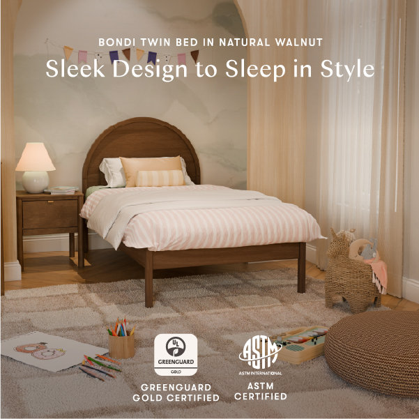 Bondi Full Bed, Twin, Natural Walnut