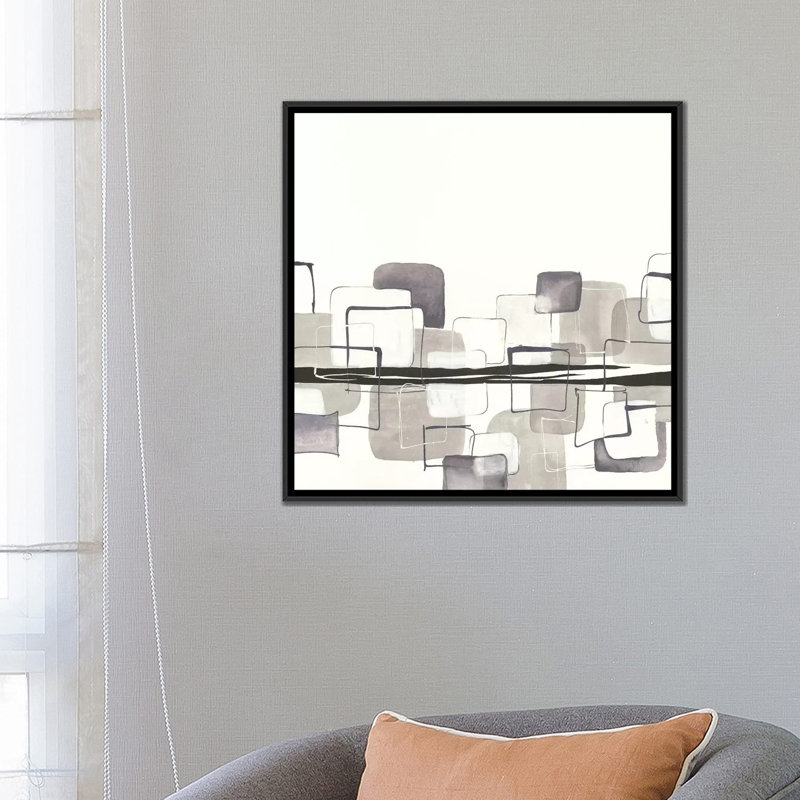 « placids i », impression sur toile, H 18 po x l 18 po x P 1,5 po, Toile avec cadre noir, Pas de tapis