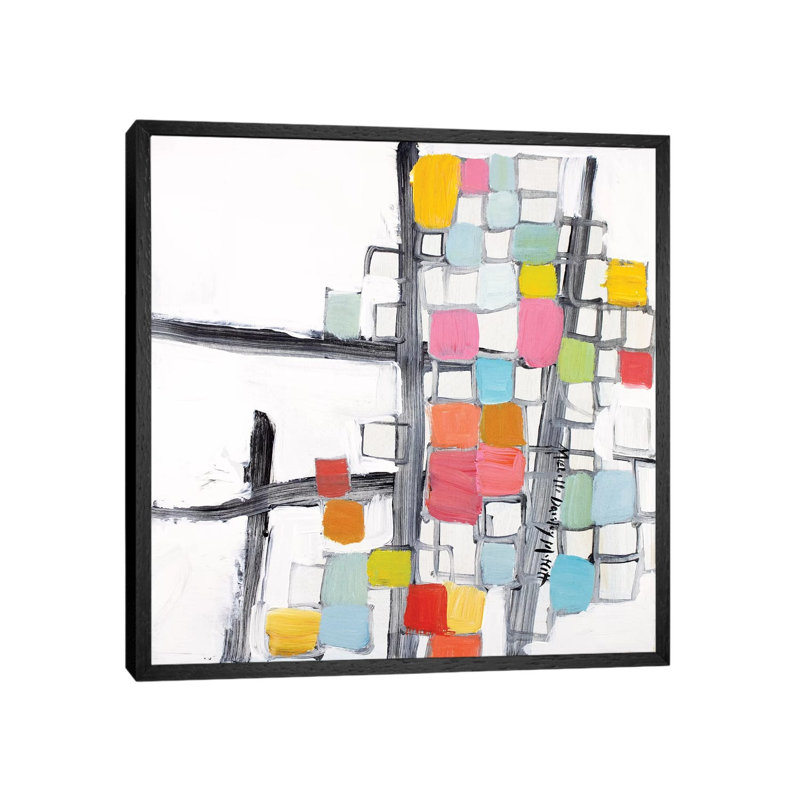 Abbreviated 1 Piece Painting on Canvas, 45.72cm H x 45.72cm W x 3.81cm D, Black Framed