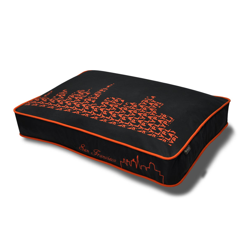 Lit pour chien City Skyline, Moyen (l 36 po x P 27 po x H 5 po), Noir ivoire / orange Giants