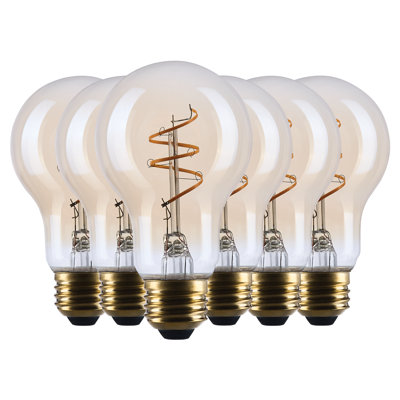 5.5 Watt A19 LED 2000K CCT Medium Base Clear Glass Amber Coil Filament Dimmable 120 Volt