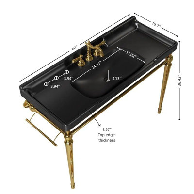Lavabo console avec pieds en acier inoxydable Corbin