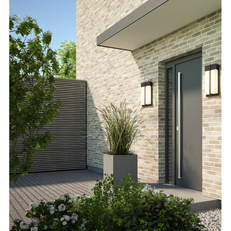 2 Light Outdoor Wall Light in Black, 18'' H x 8'' W x 3.5'' D