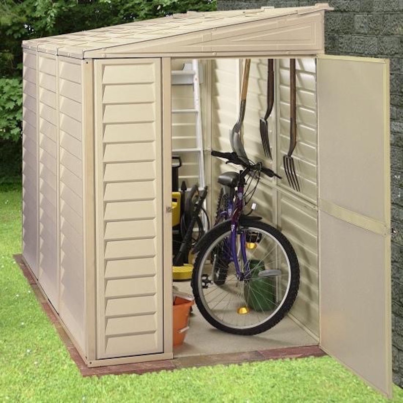 SideMate 4 ft. W x 8 ft. D Vinyl Lean-To Storage Shed with Foundation