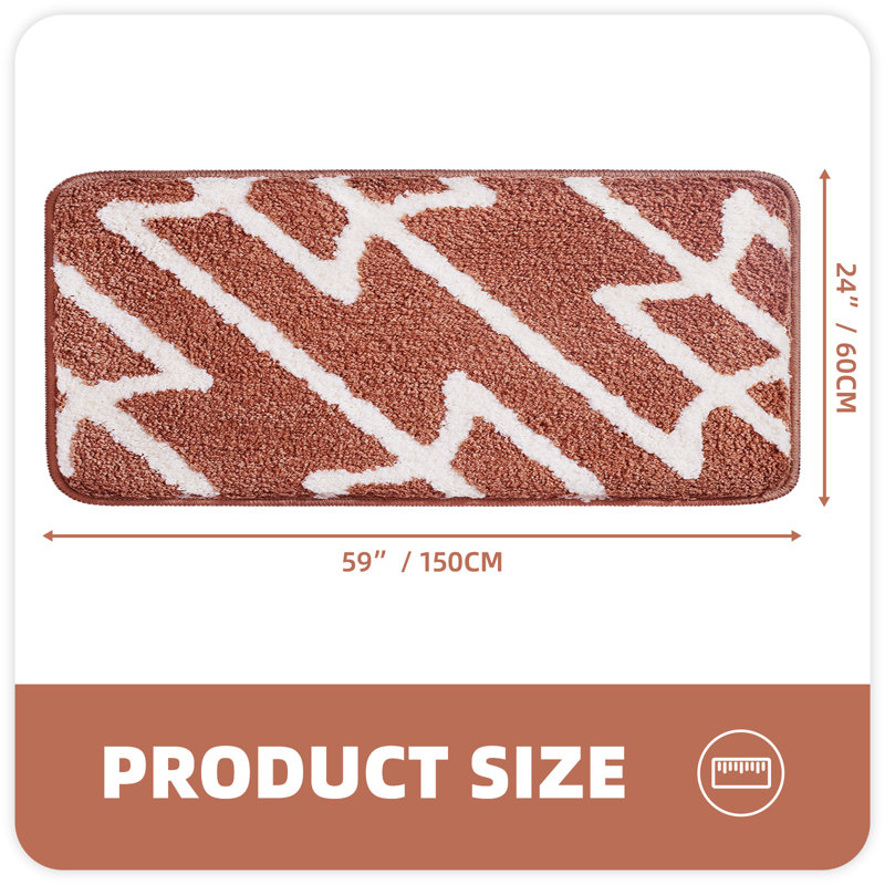 Dorwin Microfiber Non-Slip Bath Rug, 0.7" H x 43" W x 24" D, Light Red