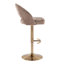 Tabouret de bar réglable avec pivot en métal doré et tissu brun avec repose-pieds rond en T - ensemble de 2