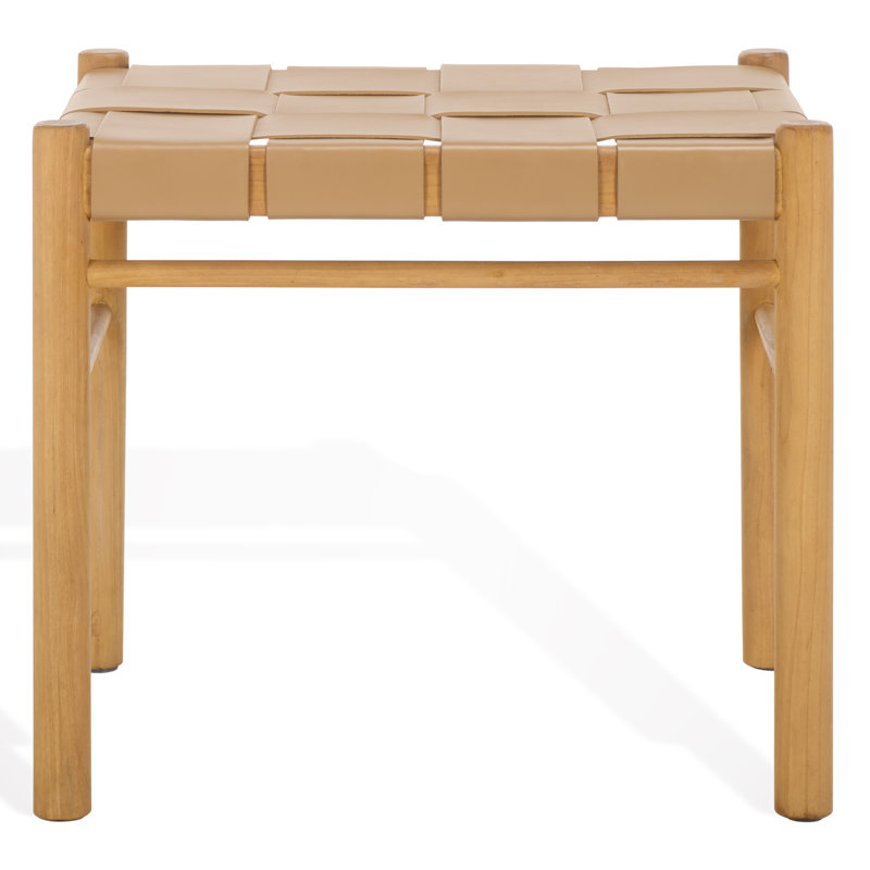 Mayer Woven Leather Ottoman, Tan, Natural