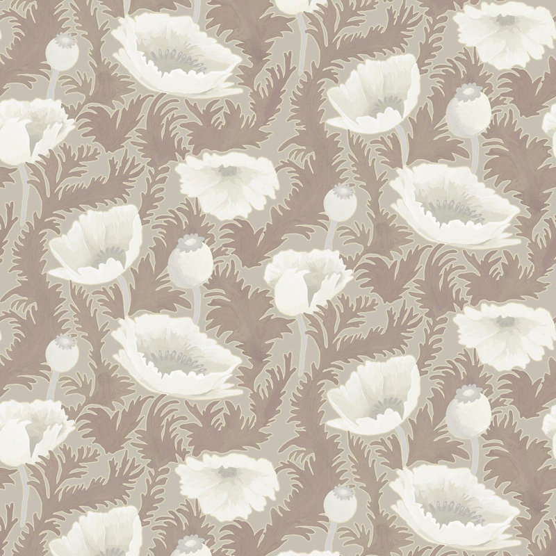 Poppy Bloom - Floral Wallpaper, Desert Linen, Peel & Stick
