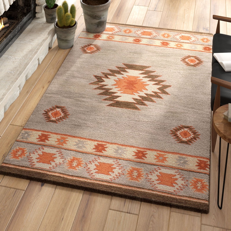 Southwestern Wool Hand Woven Area Rug, Rectangle 229 x 290cm