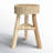 16"H Wooden Stool with Live-Edge Round Top and Triangle Footrest Base, Natural Finish-218729529
