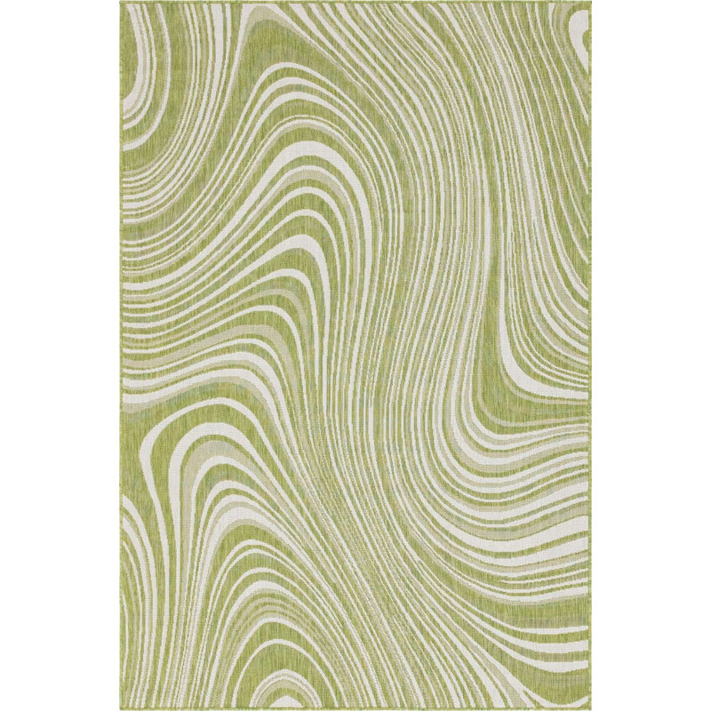 Outdoor Iris Area Rug Fern Color, Rectangle 9' x 12'