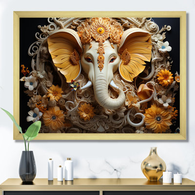 Hindu Ganesha Elephant Dog Turmeric Tints I - Hinduism Framed Art