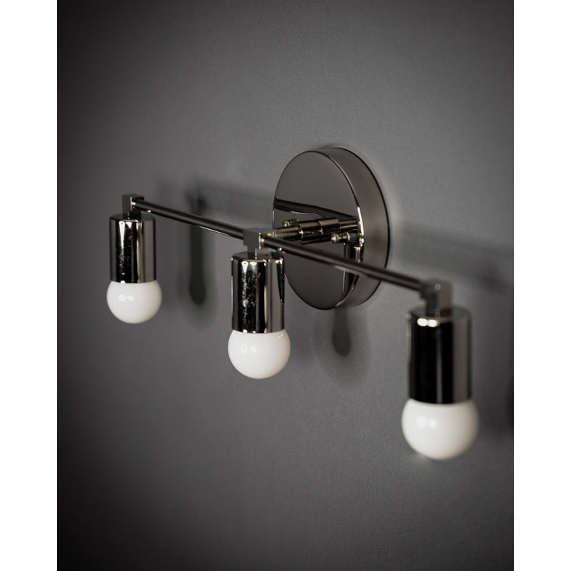 Applique murale articulée abstraite à 3 lumières à intensité variable, H 5,25 po x l 16,5 po x P 4,37 po, Nickel poli