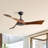 Kemp 52 Inch Modern Propeller Ceiling Fan without Light, Remote Control, 3 Solid Wood Blades, Indoor/Outdoor, Black&Brown-2083087595