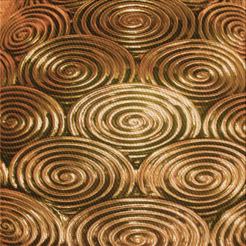 Tapis brun à motif géométrique, Carré 6 pi