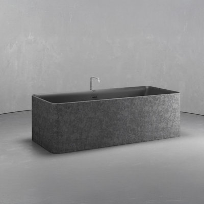 Baignoire rectangulaire autoportante grise et grise 70,9 po x 31,7 po Vast Studio